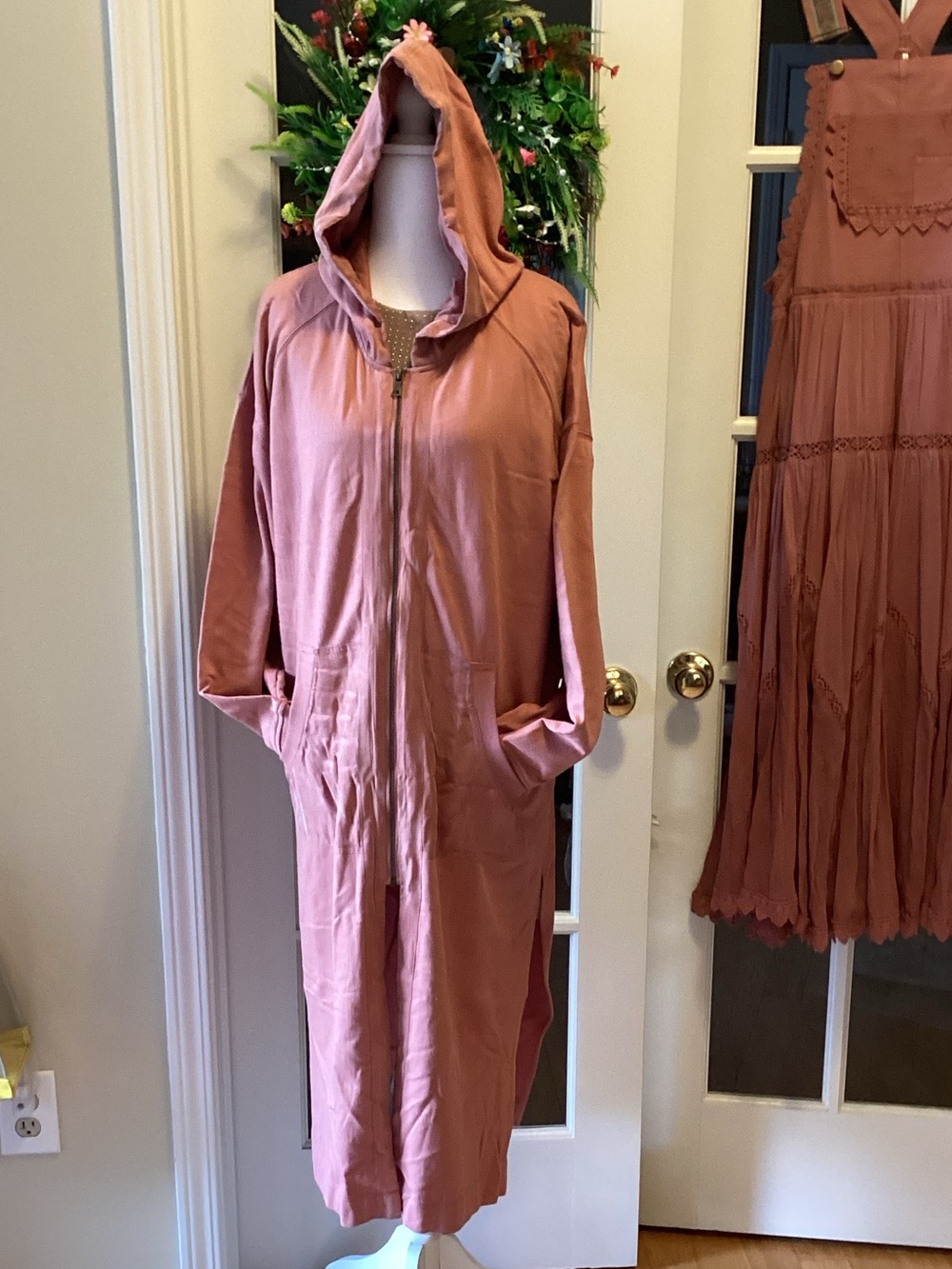 Young Fabulous & Broke Long Hooded Utility Jacket in Dusty Rose